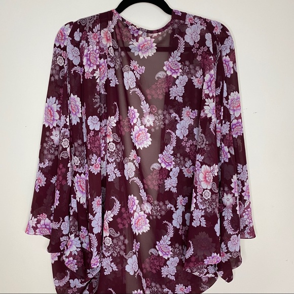 Sheer Purple Burgandy Kimono size Small - Picture 4 of 4